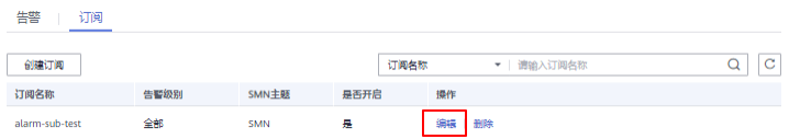 步骤 3在指定订阅名称所在行操作列，单击“编辑”按钮，进入“编辑订阅”页面.png
